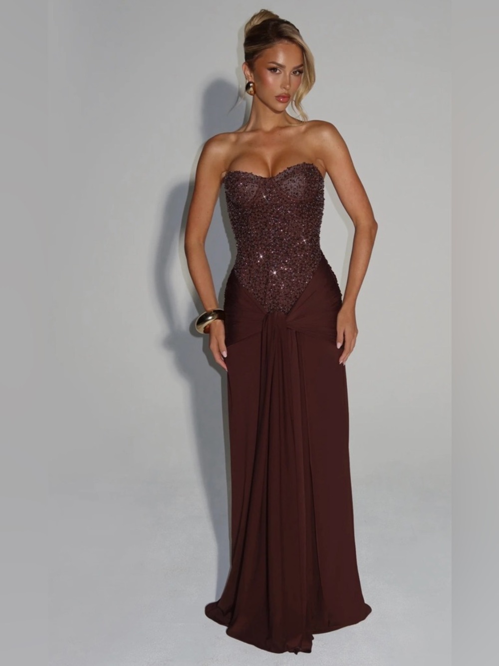 BabyBoo Fashion Carina Maxi Dress Plum Brown